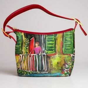 Vintage ICON Los Angeles Painted Leather Shoulder Bag 9.5” X 6”